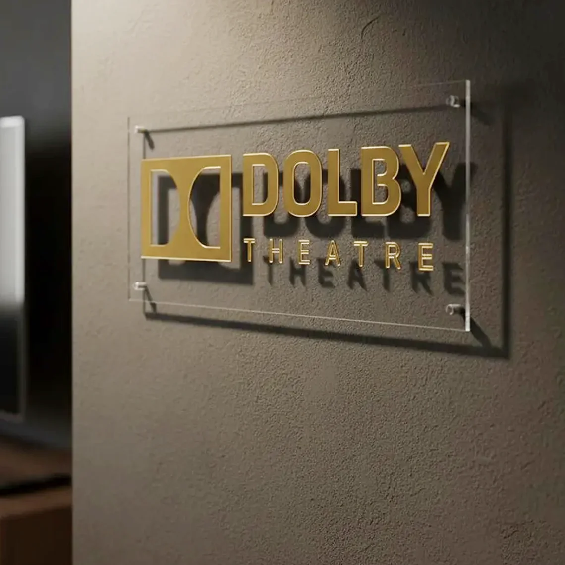 Home Cinema Dolby Atmos - Trójwymiarowy znak Dolby Atmos z przezroczystego