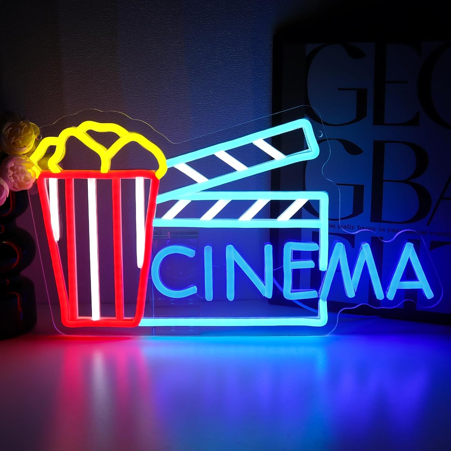 Home Cinema Wall Lights - Neonowa lampka LED w kształcie kinu,