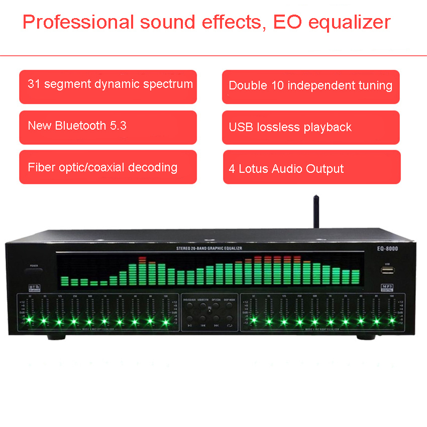 Home Cinema Receiver - EQ8000 Equalizer Bluetooth 5.3 Fibre Coaxial