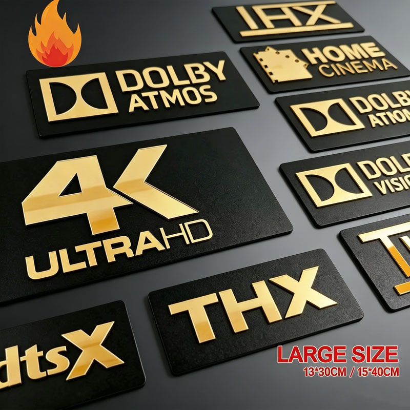 Home Cinema Atmos - Złote lustrzane znaki 3D do kina