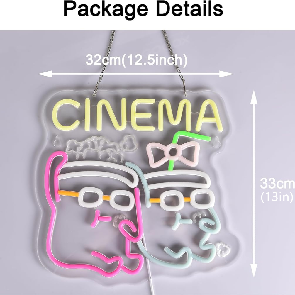 Neonowy Znak LED Kino Popcorn  – Home Cinema Wall Lights recenzja i cena
