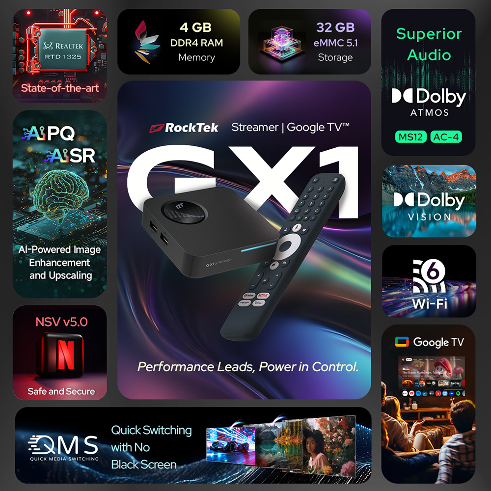 RockTek GX1 UHD Google TV 14 B – Home Cinema Dolby Atmos recenzja i cena